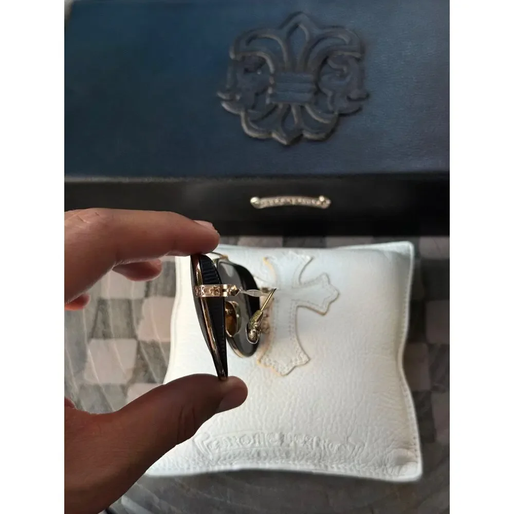 Chrome Hearts WHISKER BISCUIT Sunglasses Rare Vintage Gold Plated